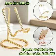 Suporte Celular Tablet Ipad Apoiador De Mesa Expositor Porta Cartão Visita Escritório Casamento Luxo Dourado Inox