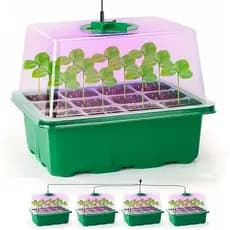 [6 peças] Estufa Germinação Propagação Bandeja 12 Células Clonagem Mudas Com Luz Led
