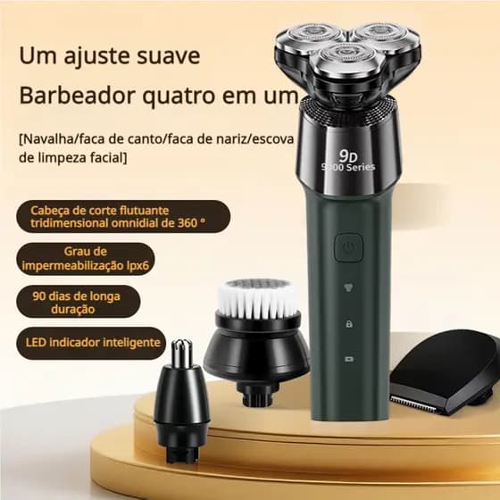 Kit completo de barba elétrica com quatro em um, lavável com água, para homens