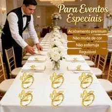 Anel de toalha em folhas de salgueiro dourado, decoração para casamentos e banquetes, 6 unidades