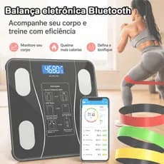 Balança Inteligente Bluetooth de Gordura Corporal, Medição IMC e Composição Corporal