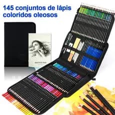 Conjunto de 145 desenhos com lápis, conjunto profissional de desenho artístico com lápis coloridos