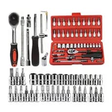 Kit Jogo de Soquetes com Chave Catraca 40/46 Peças, Conjunto de Ferramentas com Caixa Organizadora