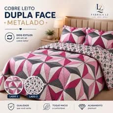 Colcha Cobre Leito 3 Pçs Casal Queen Dupla Face 2,40 x 2,60 Matelado Premium Luxo