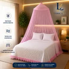 Mosquiteiro de Teto Rendinha com Elástico para Cama Casal e Solteiro Proteção Contra Mosquitos