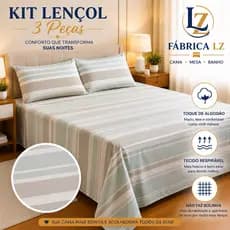 Kit Lençol 3Pçs Percal 600 Fios Casal Queen Linha Premium Luxo