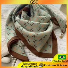 Lenço quadrado quente fivela magnética triângulo lenço de seda lenço de algodão feminino primavera outono inverno estilo