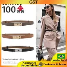 Cinto feminino High-End senhoras fino couro genuíno moda cintura cinto de couro com vestido All-Match decoração