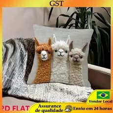 Fronha de Alpaca fofa 2D plana impressa imitação bordada fronha sem núcleo capa de almofada de sofá decoração de casa