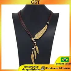 Elegante Retro pena folha diamante camisola corrente única moda feminina colar borla clavícula corrente acessórios