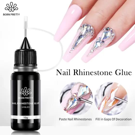 BORN PRETTY 10mL Gel De Diamante Pegajoso Selante De Borda Macia E Gorda Unhas ,Gel Cola Para Unhas Strass Super Adesivo