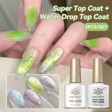 BORN PRETTY 10ml Gota De Água Top Coat Unhas Gel Conjunto 3D Efeito Primavera Verão Design Funcional Cristal