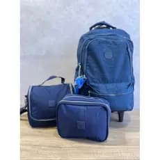Kit Mochila Rodinha Grande espaçosa casual moderno fashion lançamento com estojo + lancheira térmica