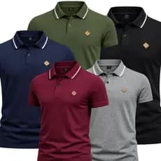 Kit 5/3 Camiseta Gola Polo Masculina 100% Algodão P Ao GG Camisa Basica