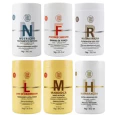 Kit Cronograma Capilar Reconstrução, Nutrição, Fortalecimento, Liso Celebridade, Hidratação e Mandioca 1Kg