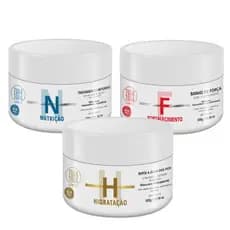 Kit 300g de Máscaras de Hidratação, Fortalecimento e Nutrição