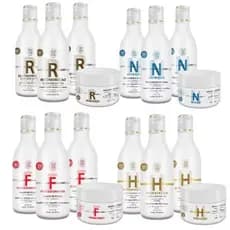 16 Itens Cronograma Capilar Shampoo, Condicionador, Máscara e Leave-In 300ml Toda Toda