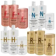 Kit 12 Itens Completo Cronograma Capilar 1L Shampoo, Condicionador e Máscara - Toda Toda Cosmetics