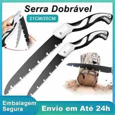 Serrote Dobrável Profissional Lâmina 250mm Poda de Galhos e Camping