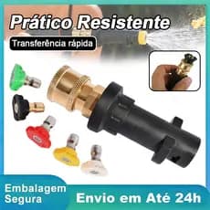 Kit 6 Adaptador Engate Rápido Lavadora Alta Pressão Karcher+5 bicos Limpeza Automotiva Versátil