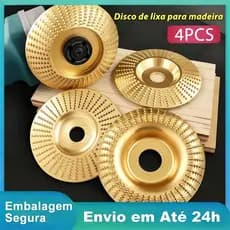 Kit 4 Discos de Desbaste para Madeira 4 Polegadas Furo 22mm Esmerilhadeira