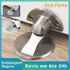 Prendedor Trava Fixador de Porta Magnetico Slim Cores Prata e Bronze Adesivo Amortece Impacto Inox