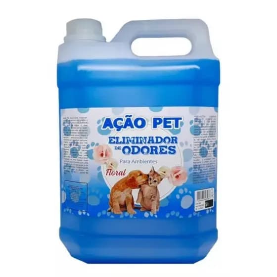 Eliminador de Odores Pet Floral Tira cheiro Gato Cachorro Ação Pet 3P 5L