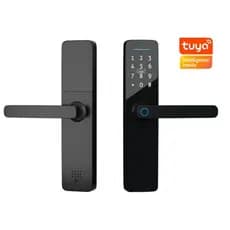 Fechadura Biométrica Preta Tuya Digital com Senha e App WiFi
