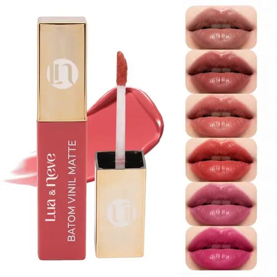 Batom Matte Veludo Longa Duração Impermeável Não Transfere 6 Cores Lua&Neve