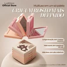 Paleta de maquiagem 4 em 1 com blush, contorno, pó iluminador e espelho, portátil para viagem