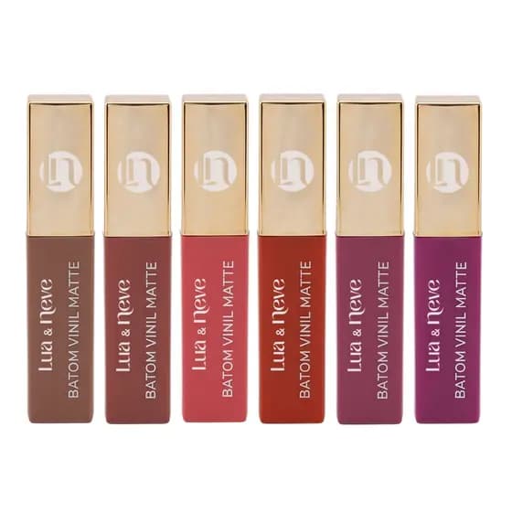 Lua&Neve Batom Veludo Matte – 6 cores, impermeável, não transfere