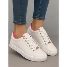 Tênis Feminino Branco em Couro Sintético Confortável