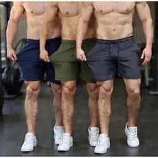 3 Shorts de Tactel com Elastano Masculino Basico Liso Casual Moda Praia Treino