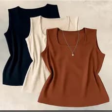 KIt 2 Blusa Regata Plus Size  Feminina Decote Quadrado Social Chique com Gola Quadrada Verão Moda Estilosa Ribana