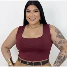 Blusa Regata Plus Size Social Verão Chique Gola Quadrada Elegante