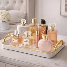 Kit 1 e 3 Bandejas Decorativa Retangular Luxo com Alça Dourada | Multiuso para Mesa, Café, Aparador e Lavabo Novidade