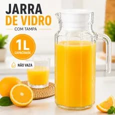 Jarra de Vidro 1 Litro com Tampa Vedação – Jarra para Suco Água Chá – Resistente Transparente Cozinha | JARR-066|