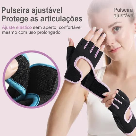 Luva Fitness Unissex Antiderrapante com Ajuste para Musculação, Crossfit e Ginástica