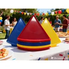 Kit Pratos Para Pizza Formato Fatia Triangular - Colorido Ideal para Festas e Rodízio em Casa 8 unidades
