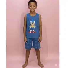 Pijama Masculino Infantil Regata de Personagem Estampado