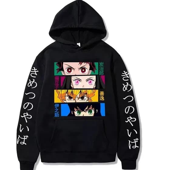 Moletom Canguru  Premium Flanelado Anime Demon Slayer Kimetsu No Yaiba Harajuku Homme Unissex