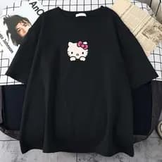Camiseta Algodão Camisa Premium Anime Kitty Streetwear Unissex Estampa Tendência