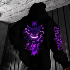 Moletom Canguru Premium Flanelado Confortável Gengar Fantasma Pokemon Tendência Unissex