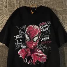 Camiseta Algodão BEAST FASHION unissex Anime Aranha Em Estilo Desenho Sketch e Grafites Preto