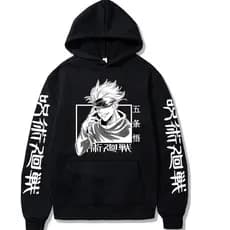 Moletom Canguru Algodão Confortável Blusa Jujutsu Kaisen Gojo Satoru Feiticeiro Anime Unissex