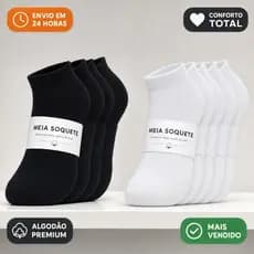 Kit 24, 12 , 6 Ou 3 Pares De Meias Soquete Unissex Cano Baixo Algodão Premium Dia a Dia