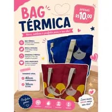 Bolsa Térmica 40x30cm Reutilizável Conserva Alimentos e Bebidas