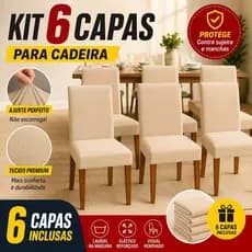 Capas De Cadeira Jantar em Malha Com Elástico 6 lugares