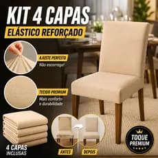 Capas De Cadeira Jantar em Malha Com Elástico 4 lugares