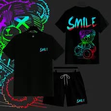 Conjunto Camiseta 30.1 + Bermuda Masculino Tactel Com elastano Smile streetwear lançamento LUXURY